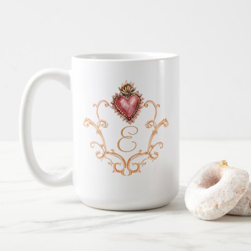 Sacred Heart Baroque Monogram Coffee Mug