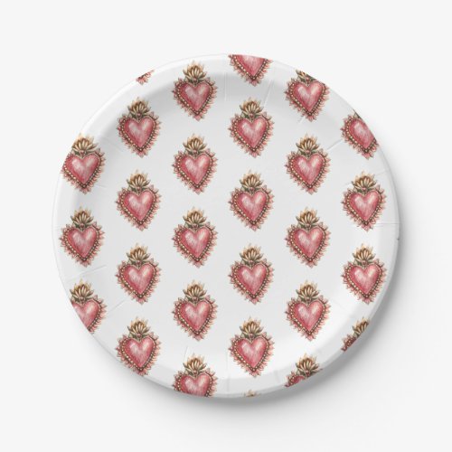 Sacred Heart Baroque Paper Plates