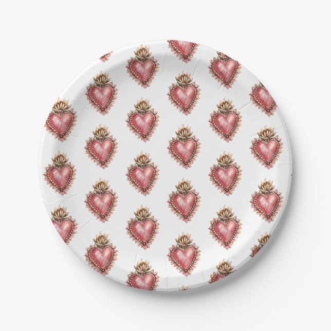 Sacred Heart Baroque Paper Plates (Front)