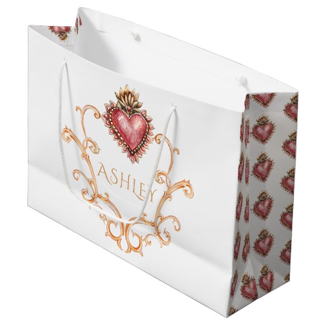 Sacred Heart Baroque Personalized Large Gift Bag (Front Angled)