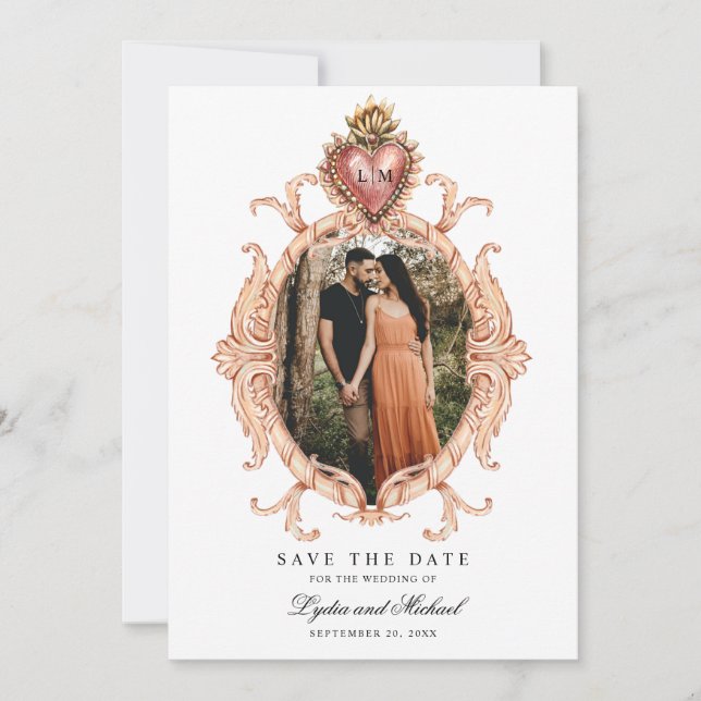 Sacred Heart Baroque Save the Date Invitation (Front)