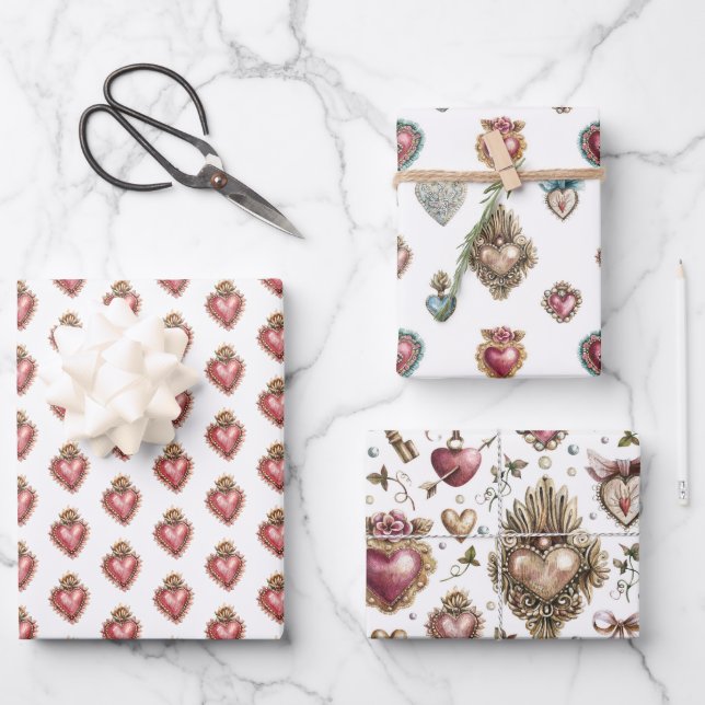 Sacred Heart Baroque Wrapping Paper Sheets (Front)
