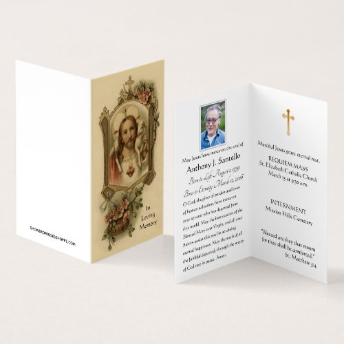 Sacred Heart Catholic Funeral Holy Card