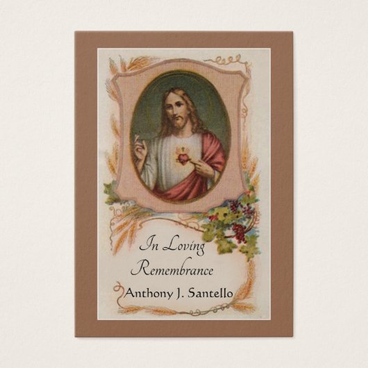 Sacred Heart Catholic Funeral Memorial Holy Card (Front)