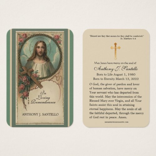 Sacred Heart Catholic Funeral Memorial Holy Card _