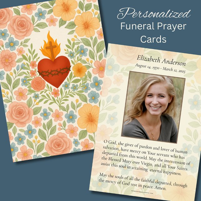 Sacred Heart Catholic Funeral Prayer Memorial Announcement (Creator Uploaded)