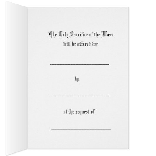 Sacred Heart Catholic Mass Offering Card (Inside (Right))