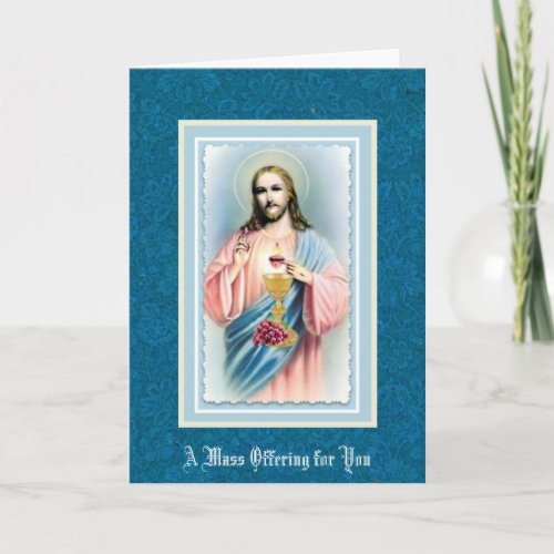 Sacred Heart Catholic Mass Offering Memorial Card