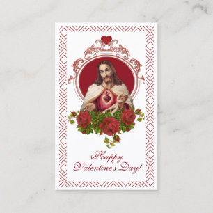 Sacred Heart Catholic Valentine Religious Prayer Business Card