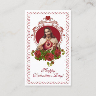 Sacred Heart Catholic Valentine Religious Prayer Business Card