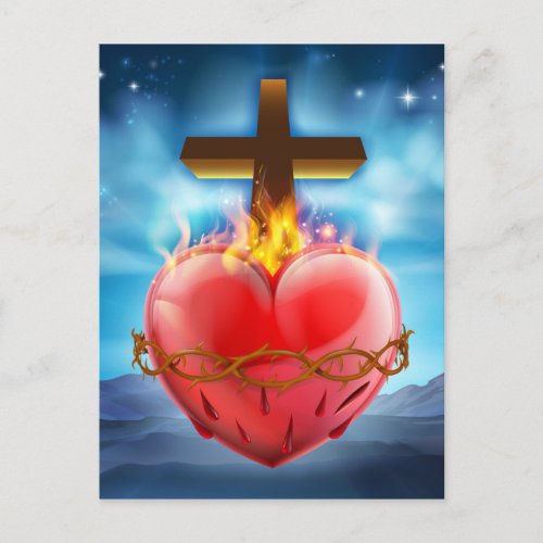 Sacred Heart Christian Illustration Postcard