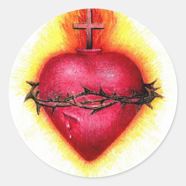 Sacred Heart Classic Round Sticker (Front)