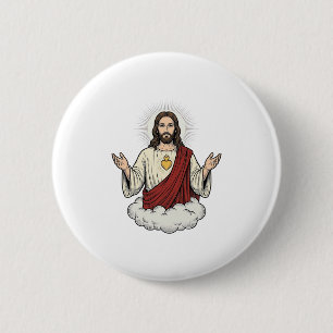 Sacred Heart Devotional Vintage Engraving Design_1 Button