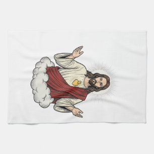 Sacred Heart Devotional Vintage Engraving Design_1 Kitchen Towel