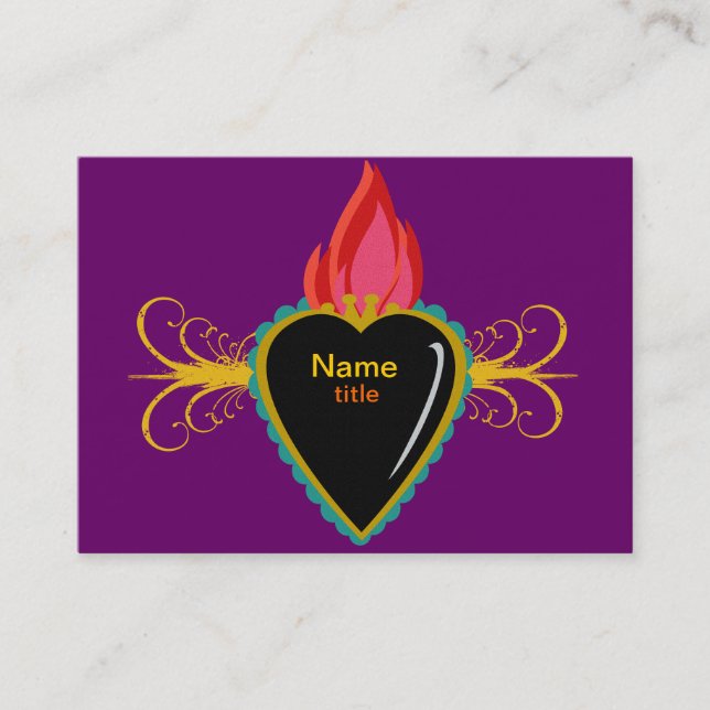 Sacred Heart & Flourishes Custom Business Card (Front)