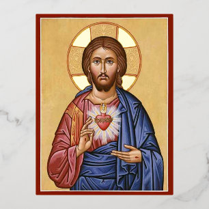 Sacred Heart Foil Holiday Postcard