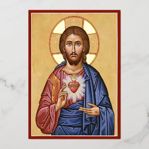 Sacred Heart Foil Invitation