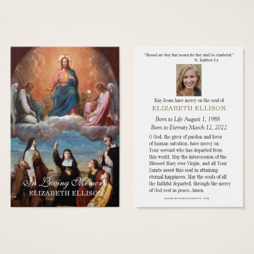 Sacred Heart Funeral Memorial Prayer Card