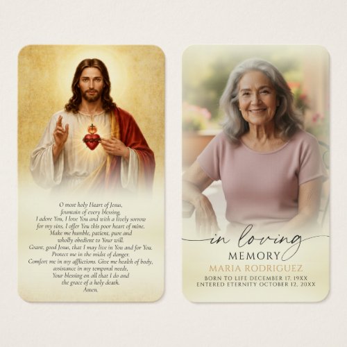 Sacred Heart Funeral Memorial Prayer Cards