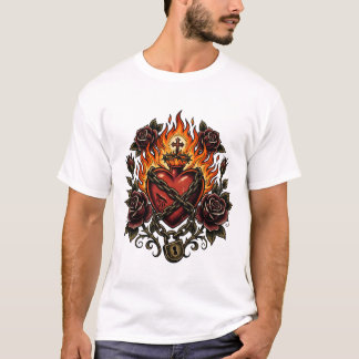 Sacred Heart Gothic Tattoo Style Dark Romance Artw T-Shirt