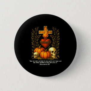Sacred Heart Halloween Jesus Skulls Pumpkins Chris Button