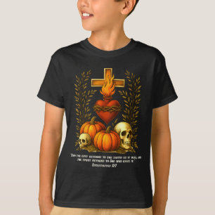 Sacred Heart Halloween Jesus Skulls Pumpkins Chris T-Shirt