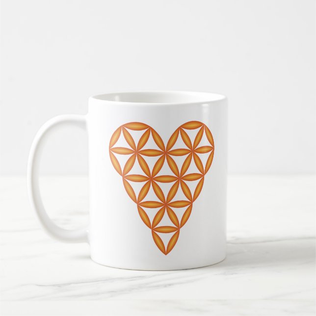 Sacred Heart - Heart of life, 3D/Orange.  Coffee Mug (Left)