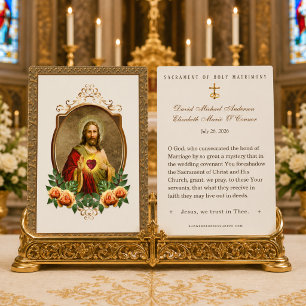 Sacred Heart Holy Matrimony Wedding Prayer Favor