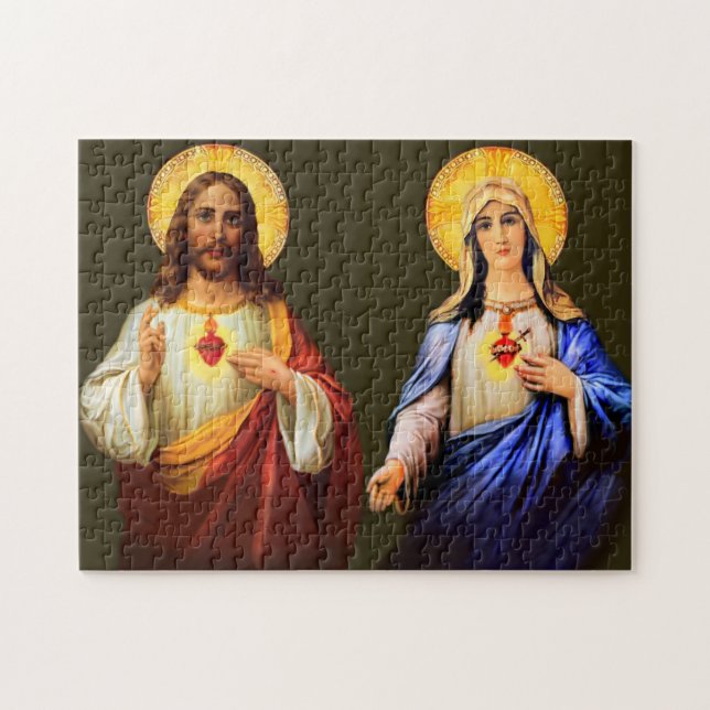 Sacred Heart & Immaculate Heart Catholic Puzzle (Horizontal)