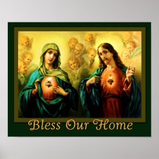 Sacred Heart & Immaculate Heart Home Blessing Poster