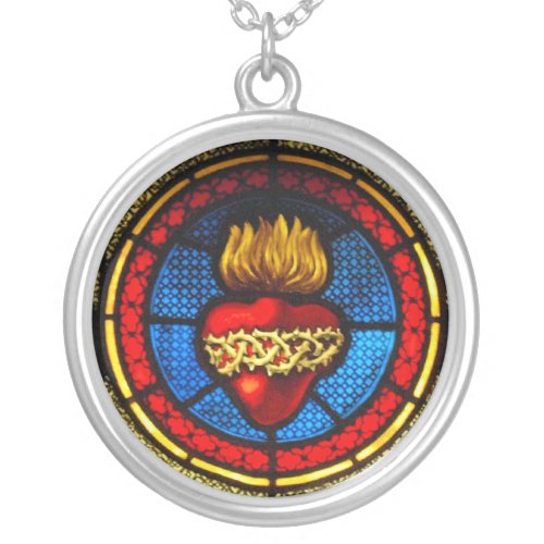 Sacred Heart JM Stained Glass Necklace