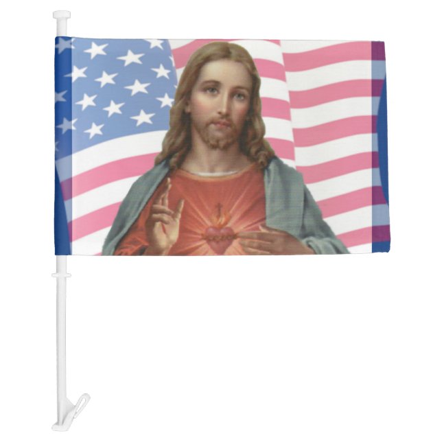 Sacred Heart Jesus American Flag Stars Stripes (Front)