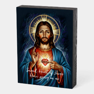 Sacred Heart Jesus Artistic Chalk Drawing Plaque