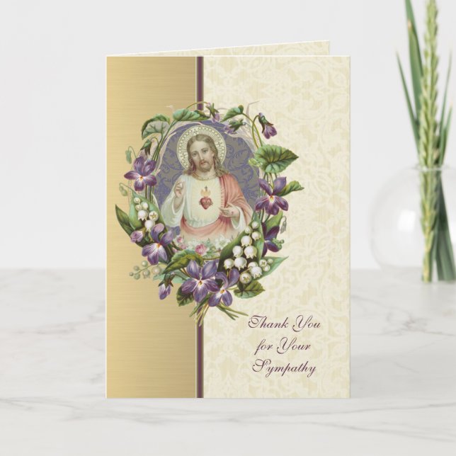 Sacred Heart Jesus Catholic Condolence Thank You (Front)