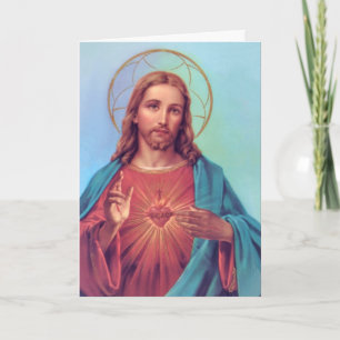 Sacred Heart Jesus  Catholic Condolence Thank You Card