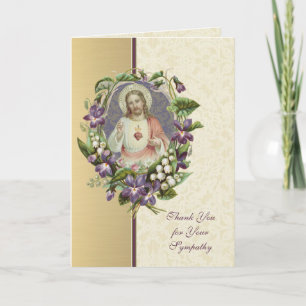 Sacred Heart Jesus Catholic Condolence Thank You Card