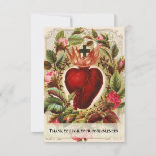 Sacred Heart Jesus Catholic Funeral Condolence Thank You Card
