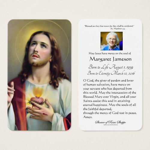 Sacred Heart Jesus Catholic Funeral Holy Card _