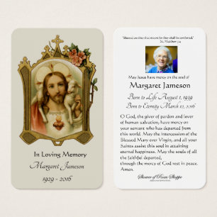 Sacred Heart Jesus Catholic Funeral Holy Card -