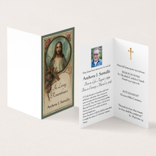 Sacred Heart Jesus Catholic Funeral Holy Card