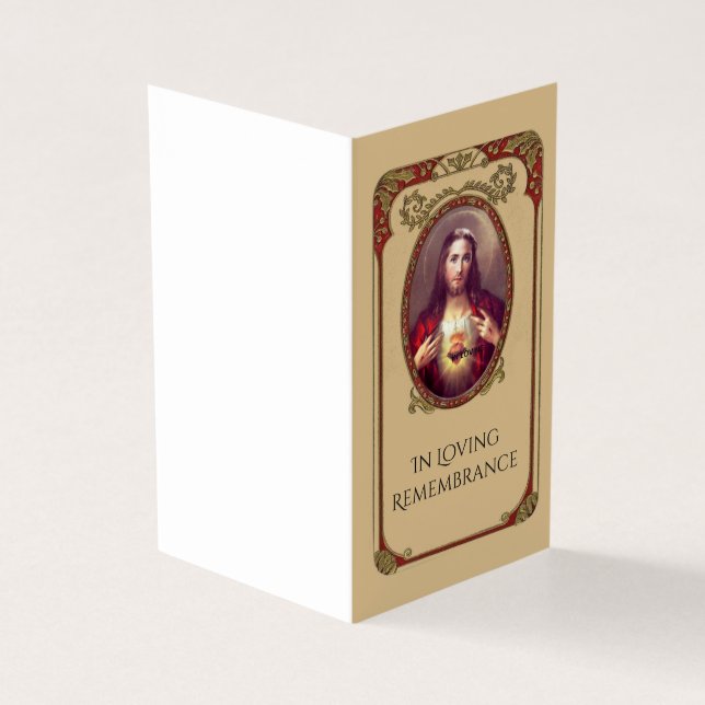 Sacred Heart Jesus  Catholic Funeral Holy Card (Outside)