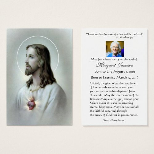 Sacred Heart Jesus Catholic Funeral Prayer Card
