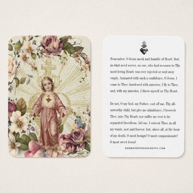 Sacred Heart Jesus Catholic Memorare Prayer (Front & Back)