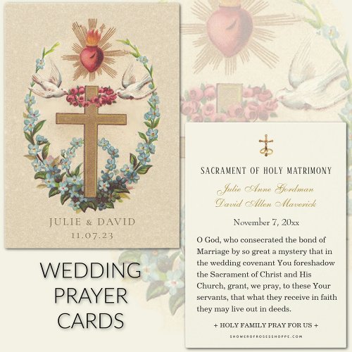 Sacred Heart Jesus Catholic Wedding Prayer Card