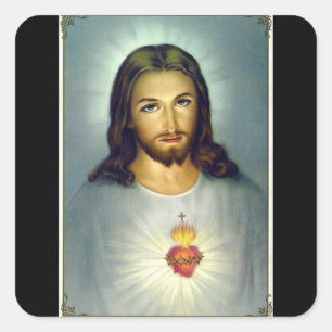 Sacred Heart Jesus Christ Stationary Envelope Square Sticker
