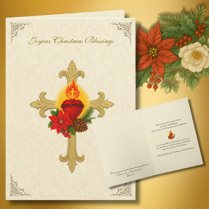 Sacred Heart Jesus Christmas Florals Holiday Card