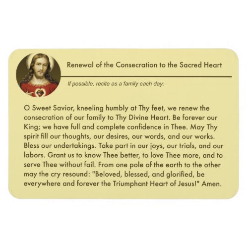 Sacred Heart Jesus Consecration Renewal Prayer Magnet