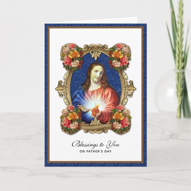 Sacred Heart Jesus Fathers Day Catholic Religious Card (Front)