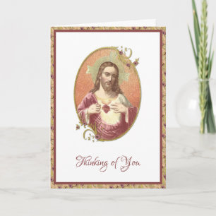 Sacred Heart Jesus Floral Vintage Prayer Card