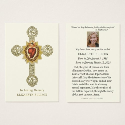 Sacred Heart Jesus Funeral Memorial Prayer Card
